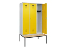 locker met bank,HxBxD 2120x1200x815mm,3vak,vak B 400mm,cilinderslot