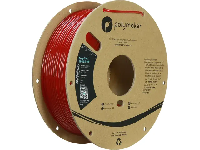TPU-95A HIGH SPEED 2,85mm TRANSLUCENT RED 1kg PolyMax 3D Filament