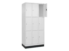 lockerkast,HxBxD 1950x900x500mm,3x3vakken,vak B 300mm,cil.-slot,sokkel