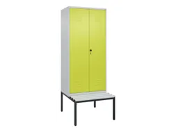 PBM-locker met bank,HxBxD 2120x800x815mm,2vak,vak B 400mm,draaigrendel
