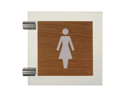 Premium Pictogram Glasslook Houtlook Dames 150x150mm