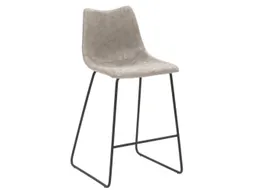 Barkruk mySOLO Sledeframe Zwart met Zitting kunstleder Vintage Grijs