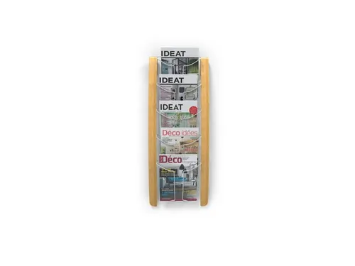 Vista 5-vaks wanddisplay wit/hout is een moderne tijdschriften- en bro