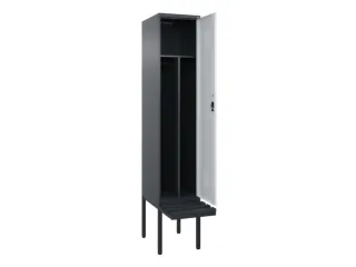 locker met bank,voor scheiding van kleding,HxBxD 2120x400x815mm,1vak - 1
