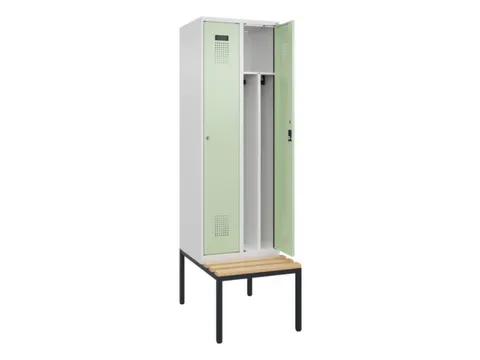 locker met bank,voor scheiding van kleding,HxBxD 2120x600x815mm,2vak