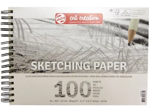 Schetspapier Talens Art Creation 100 witte vellen 90gr 297x210mm grijs