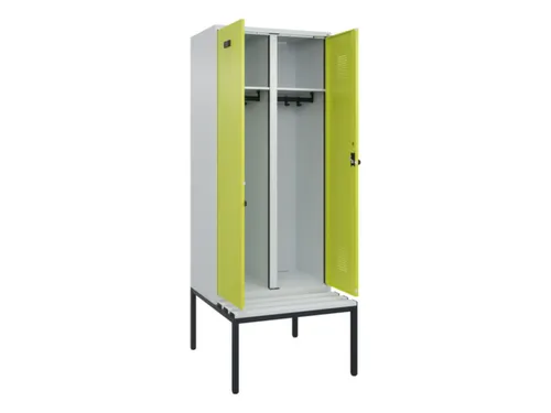 locker met bank,voor scheiding van kleding,HxBxD 2120x800x815mm,2vak