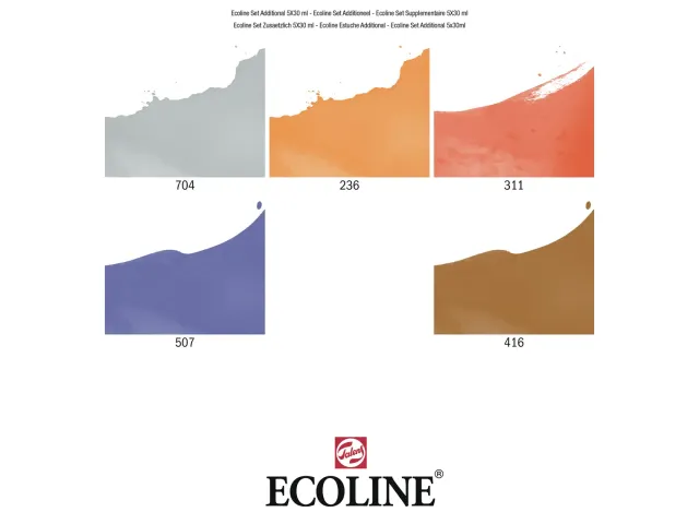 Inkt Talens Ecoline met pipet additional set à 5 ass