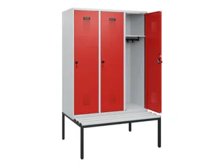 locker met bank,HxBxD 1950x1200x815mm,3vak,vak B 400mm,draaigrendel - 1
