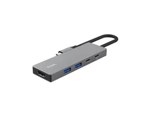 Adapter Trust Dalyx 5-in-1 USB-C-adapter met meerdere poorten grijs - 3