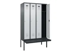 locker met bank,voor scheiding van kleding,HxBxD 2120x1200x815mm,4vak