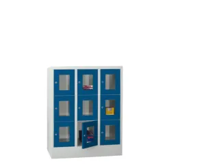 lockerkast,HxBxD 1187x900x500mm,3x3vakken,RAL7035,front RAL5010 - 2