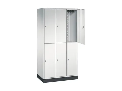 Dubbeldekse garderobekast,RAL 7035,HxBxD 1950x920x500mm,3x2vak.