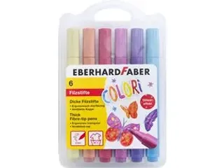 Viltstiften EFA Jumbo 2mm 6 glitter kleuren in kunststof etui - 1