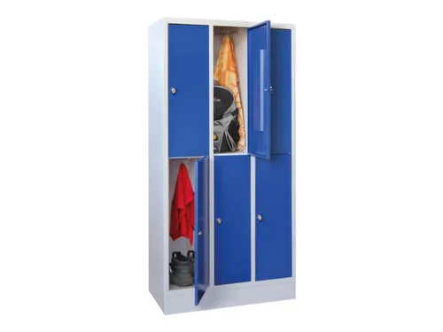 lockerkast,HxBxD 855x900x500mm,3x2vakken,RAL7035,front RAL5010