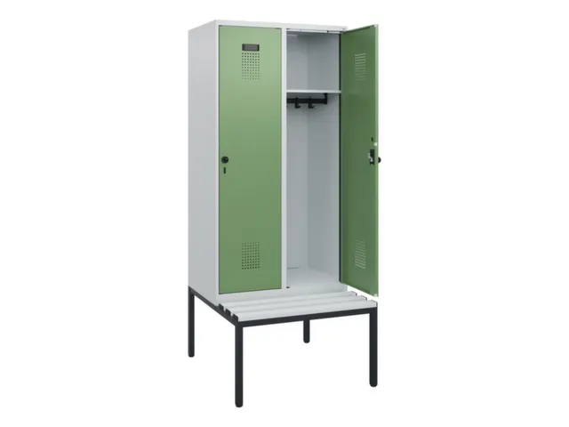 locker met bank,HxBxD 1950x800x815mm,2vak,vak B 400mm,draaigrendel