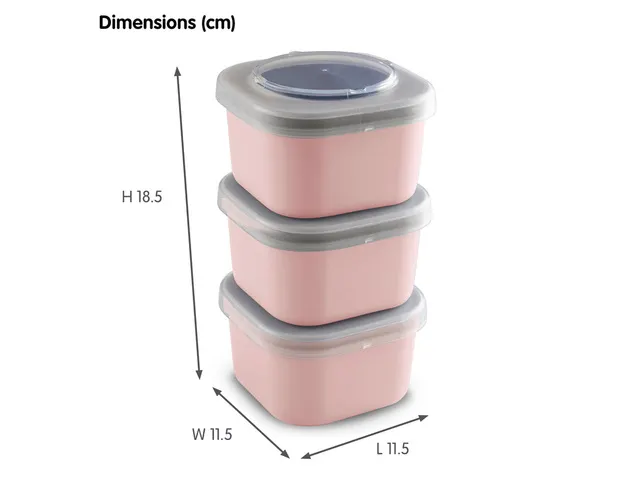 Boîte à lunch Sigma Home pour emporter, lot de 3, rose - 9,3 x 9,3 x