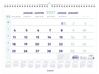 1-Maandskalender 2027 Brepols 43x31.5cm - 2