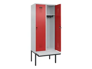 locker met bank,HxBxD 2120x800x815mm,2vak,vak B 400mm,draaigrendel - 1