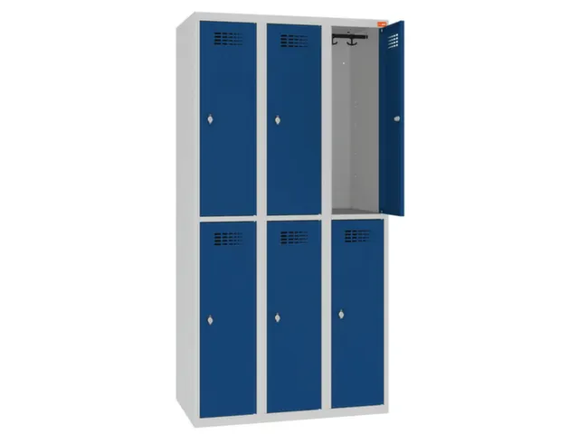 Dubbeldekse lockerkast,HxBxD 1800x900x500mm,3x2vak.,draaigrendel