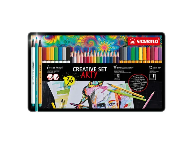 Creative set STABILO 87/3193 Arty assorti metalen etui à 36 stuks