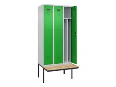 locker met bank,voor scheiding van kleding,HxBxD 2120x900x815mm,3vak