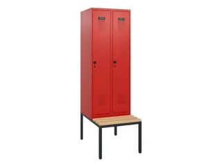 locker met bank,HxBxD 1950x600x815mm,2vak,vak B 300mm,draaigrendel - 2
