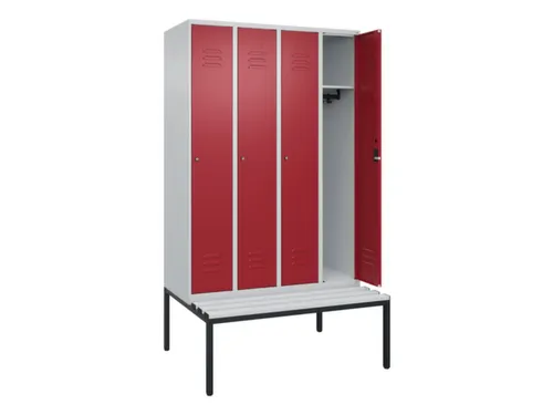 locker met bank,HxBxD 2120x1200x815mm,4vak,vak B 300mm,cil.-slot