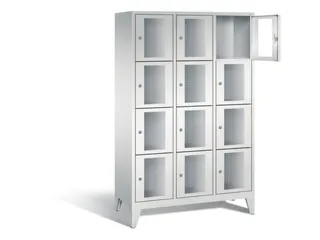 Lockerkast 1850x1200x500mm 3x4 vakken Cilinderslot Poten, RAL7035 - 1