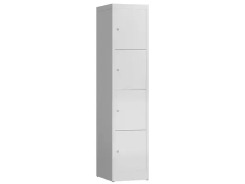 Lockerkast 1800x415x500mm 1x4 vakken cilinderslot, sokkel, RAL7035