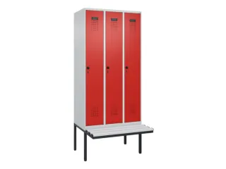 locker met bank,voor scheiding van kleding,HxBxD 2120x900x815mm,3vak - 2