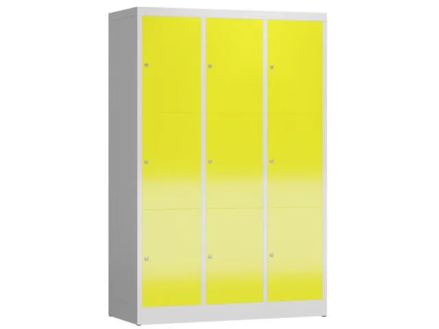 Lockerkast 1800x1185x500mm 3x3 vakken cilinderslot, sokkel, RAL1018