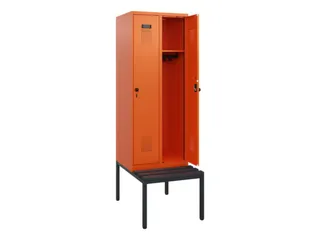 locker met bank,HxBxD 1950x600x815mm,2vak,vak B 300mm,draaigrendel - 1