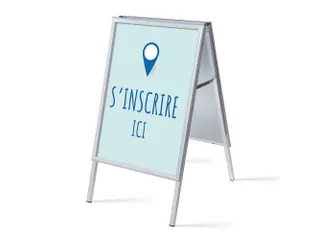Stoepbord A1 complete set met print "S'incrire ici" Blauw - 1