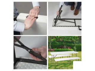 Inklapbare bank weerbestendig 180x25x43cm Wit - 3