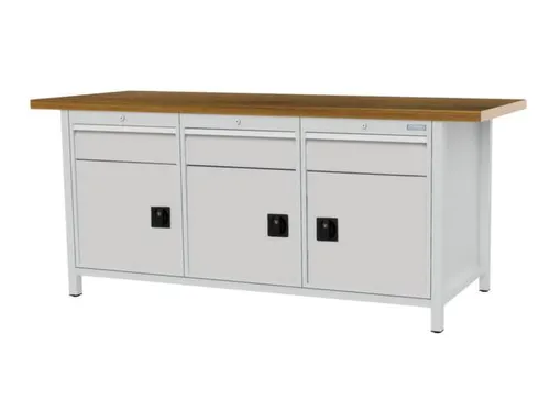 werkbank,HxBxD 860x2000x750mm,onderstel RAL7035,fronten RAL7035