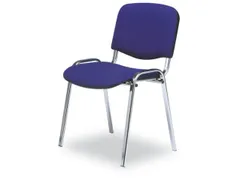 bezoekersstoel,4voeten ovale buis verchroomd,zitting stof blauw,rug PE