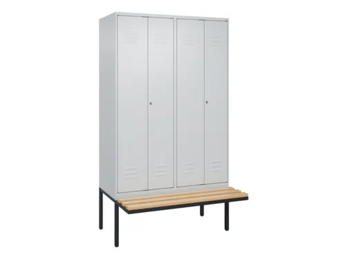 PBM-locker met bank,HxBxD 2120x1200x815mm,4vak,vak B 300mm,cil.-slot