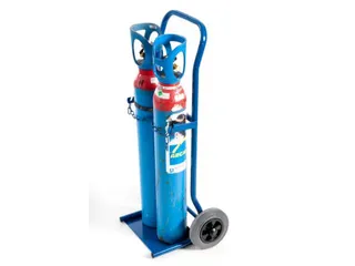 Flessenkar,draagverm. 100kg,2x10l fles,m. ketting,RAL5010,TPE-banden - 1