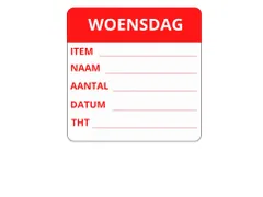 LabelLORD PL Dagetiket Woensdag 50x50mm Rood Flushlabel 250 stuks