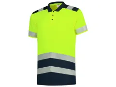 Tricorp 203007 polo, fluo geel/inktblauw, maat M, per paar