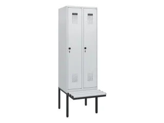 locker met bank,HxBxD 1950x600x815mm,2vak,vak B 300mm,draaigrendel - 2