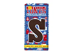 Chocoladeletter Tony's Chocolonely puur S 180gr