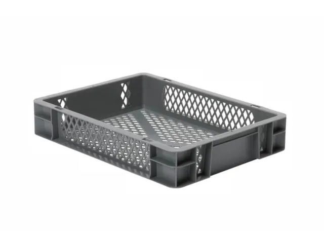 Euronorm-stapelbak 7l 75x400x300mm Wanden/bodem Opengewerkt Grijs