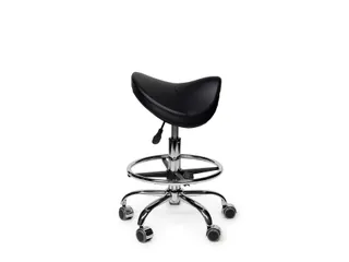 Premium zadelkruk zwart laag met voetring - 3