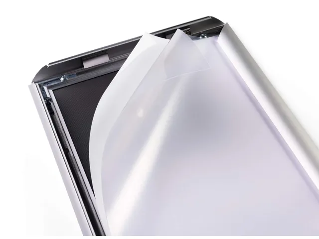 Support information sur pied avec cadre clipsable A4 aluminium