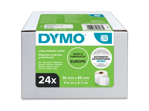 Etiket Dymo LabelWriter adressering 36x89mm 24 rollen á 260 stuks wit