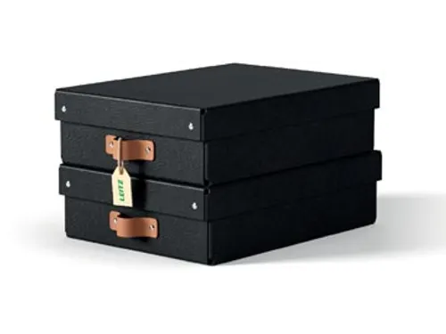 Puro opbergdoos medium laag A4 8 liter zwart 2 stuks