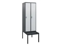 locker met bank,HxBxD 1950x600x815mm,2vak,vak B 300mm,draaigrendel