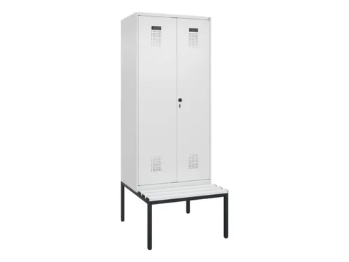 PBM-locker met bank,HxBxD 2120x800x815mm,2vak,vak B 400mm,draaigrendel